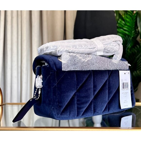 NEW WITH TAGS!! SOLD OUT!  AUTHENTIC Coach Blue Velvet Quilted Tabby 20 - Picture 4 of 14